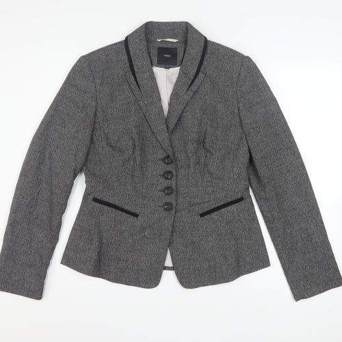Next Women Grey Size 12 Single-Breasted Suit Jacket Blazer