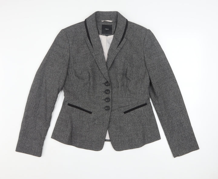 Next Women Grey Size 12 Single-Breasted Suit Jacket Blazer