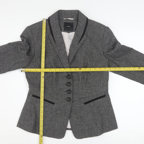 Next Women Grey Size 12 Single-Breasted Suit Jacket Blazer
