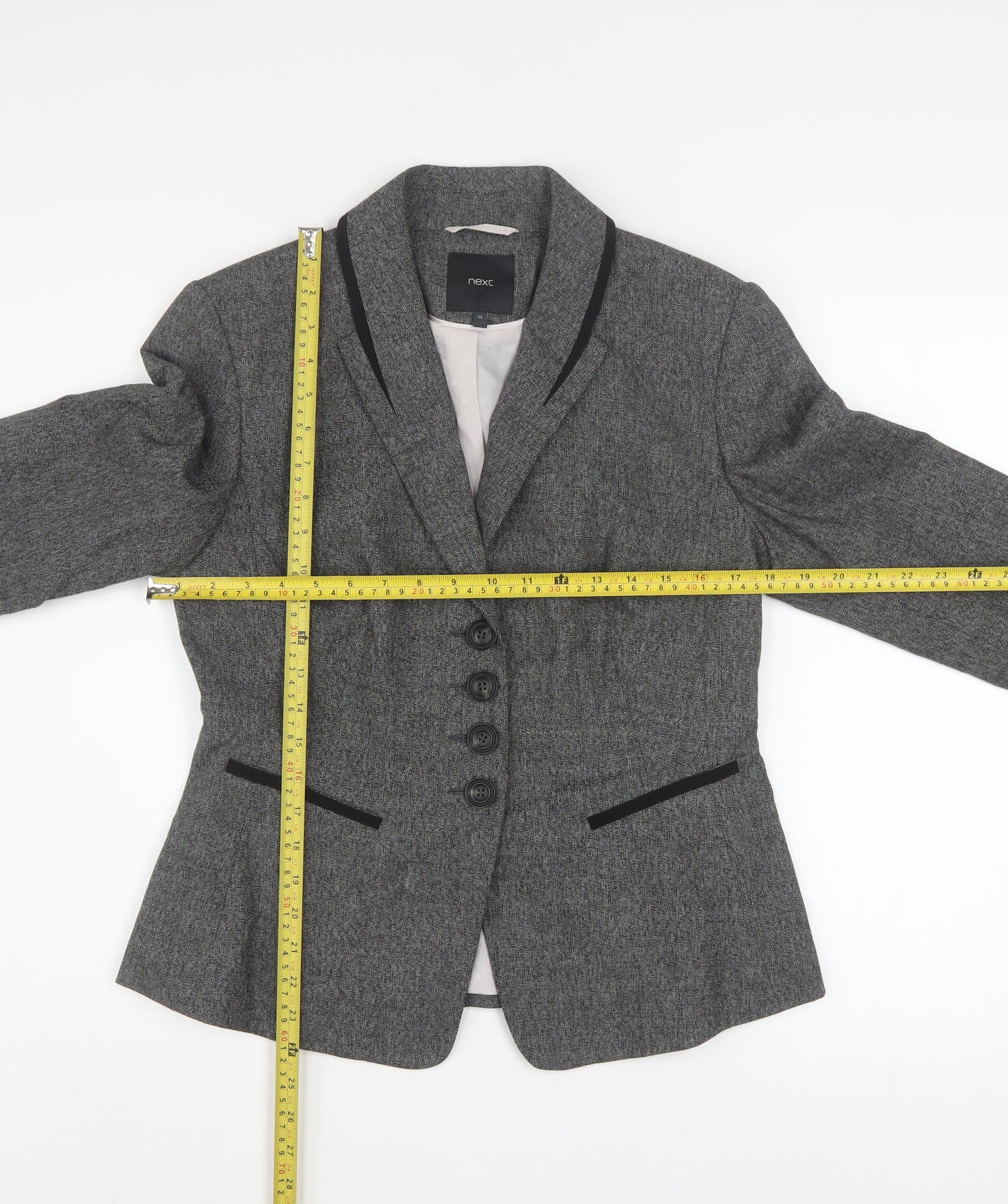 Next Women Grey Size 12 Single-Breasted Suit Jacket Blazer