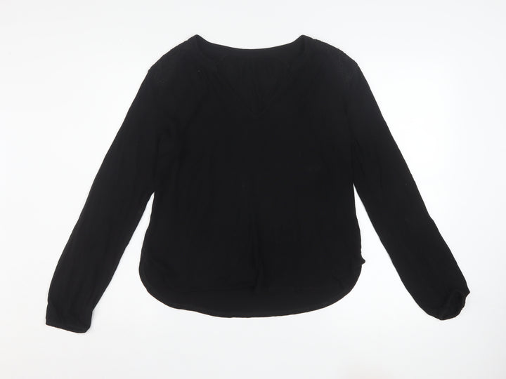 Oasis Women’s Black Viscose Long Sleeve V-Neck Blouse XS