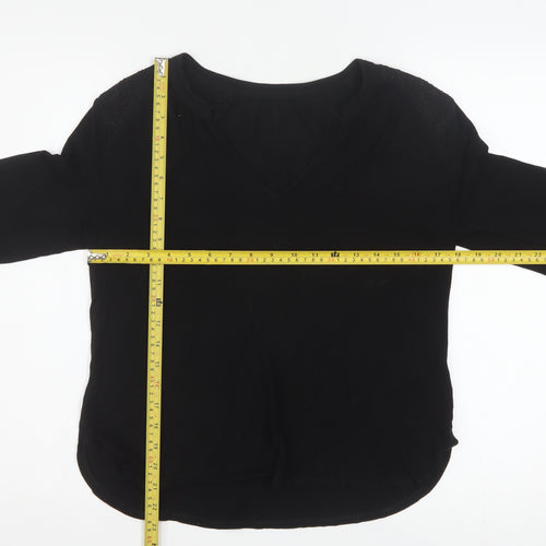 Oasis Women’s Black Viscose Long Sleeve V-Neck Blouse XS