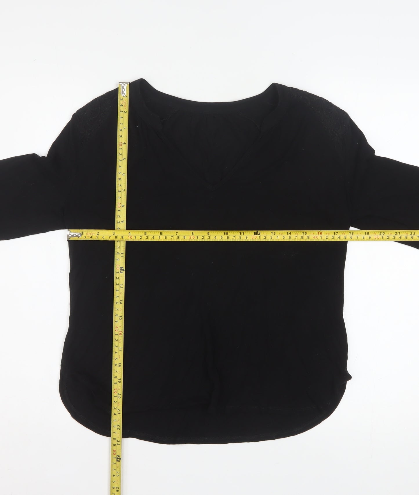 Oasis Women’s Black Viscose Long Sleeve V-Neck Blouse XS