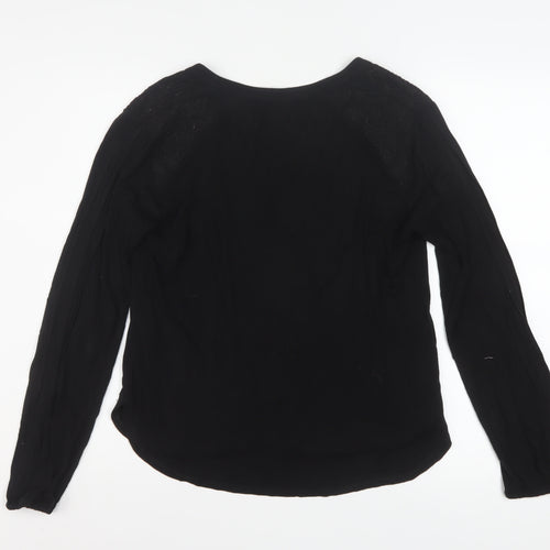 Oasis Women’s Black Viscose Long Sleeve V-Neck Blouse XS