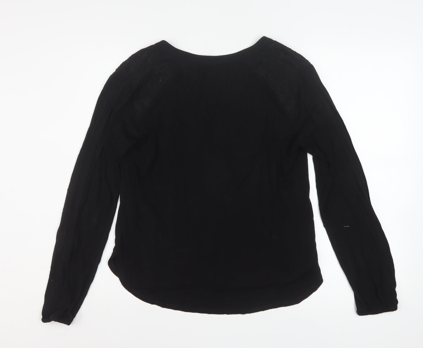 Oasis Women’s Black Viscose Long Sleeve V-Neck Blouse XS