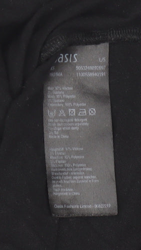 Oasis Women’s Black Viscose Long Sleeve V-Neck Blouse XS