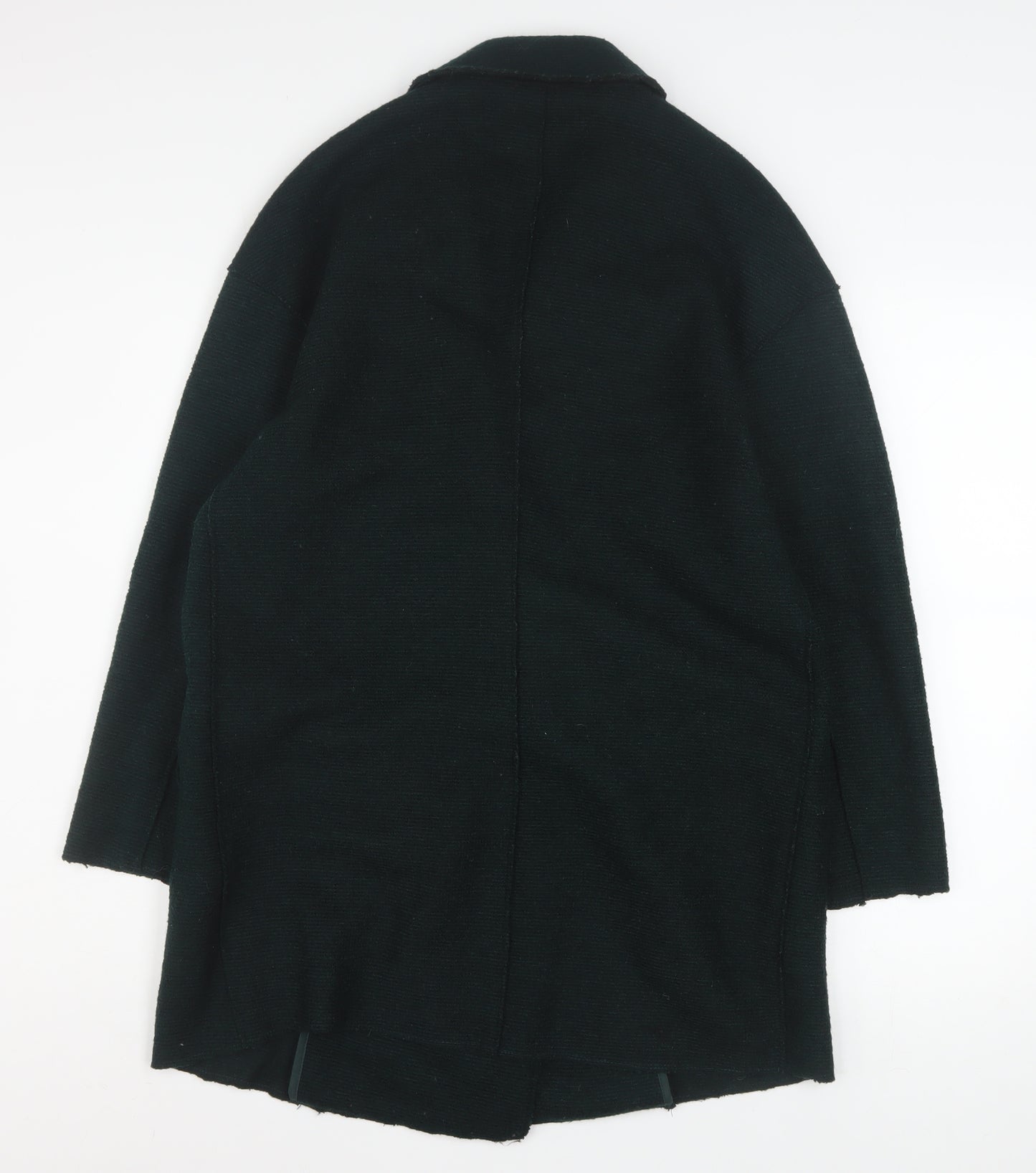 Zara Women Black Wool Blend Pea Coat XS Classic Mid-Length