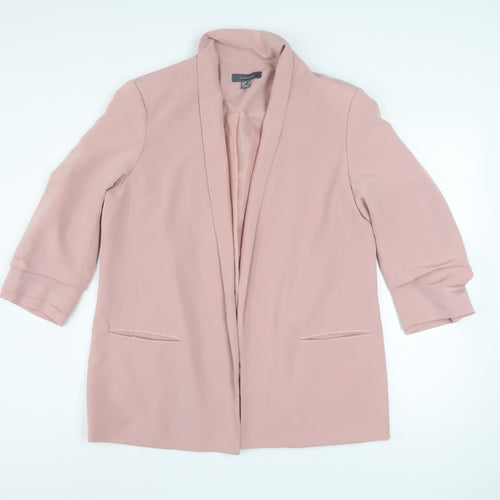 Atmosphere Women Pink Blazer Size 16 Open Front Lined 3/4 Sleeve