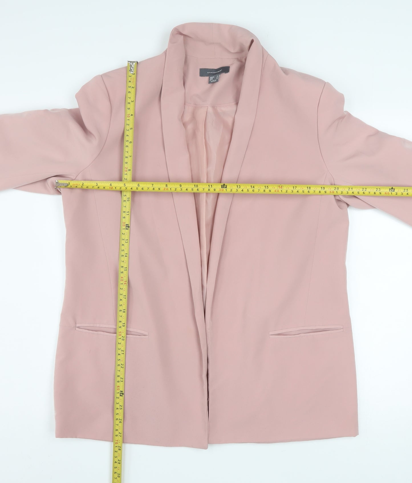 Atmosphere Women Pink Blazer Size 16 Open Front Lined 3/4 Sleeve