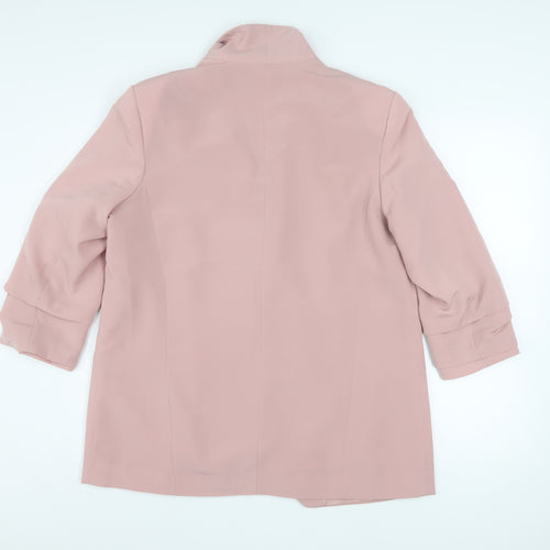 Atmosphere Women Pink Blazer Size 16 Open Front Lined 3/4 Sleeve