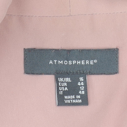 Atmosphere Women Pink Blazer Size 16 Open Front Lined 3/4 Sleeve