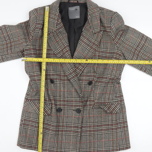 Papaya Women Brown Check Blazer Jacket Size 14 Double Breasted Classic