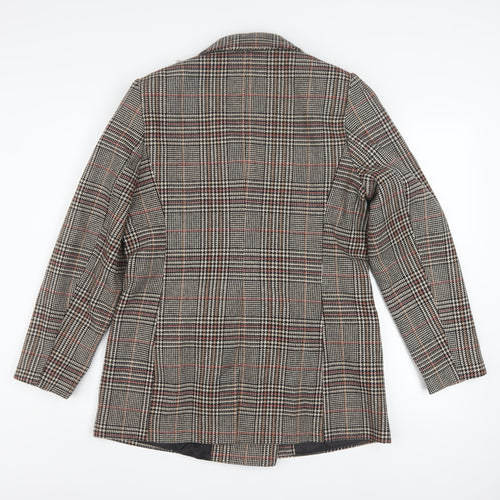 Papaya Women Brown Check Blazer Jacket Size 14 Double Breasted Classic