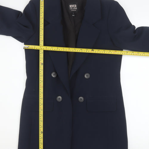 River Island Women's Blue Blazer Size 8 Double Breasted Workwear Jacket