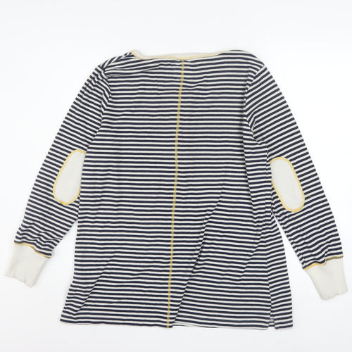 Next Women Navy Stripe Henley Long Sleeve Pullover Top Size 16