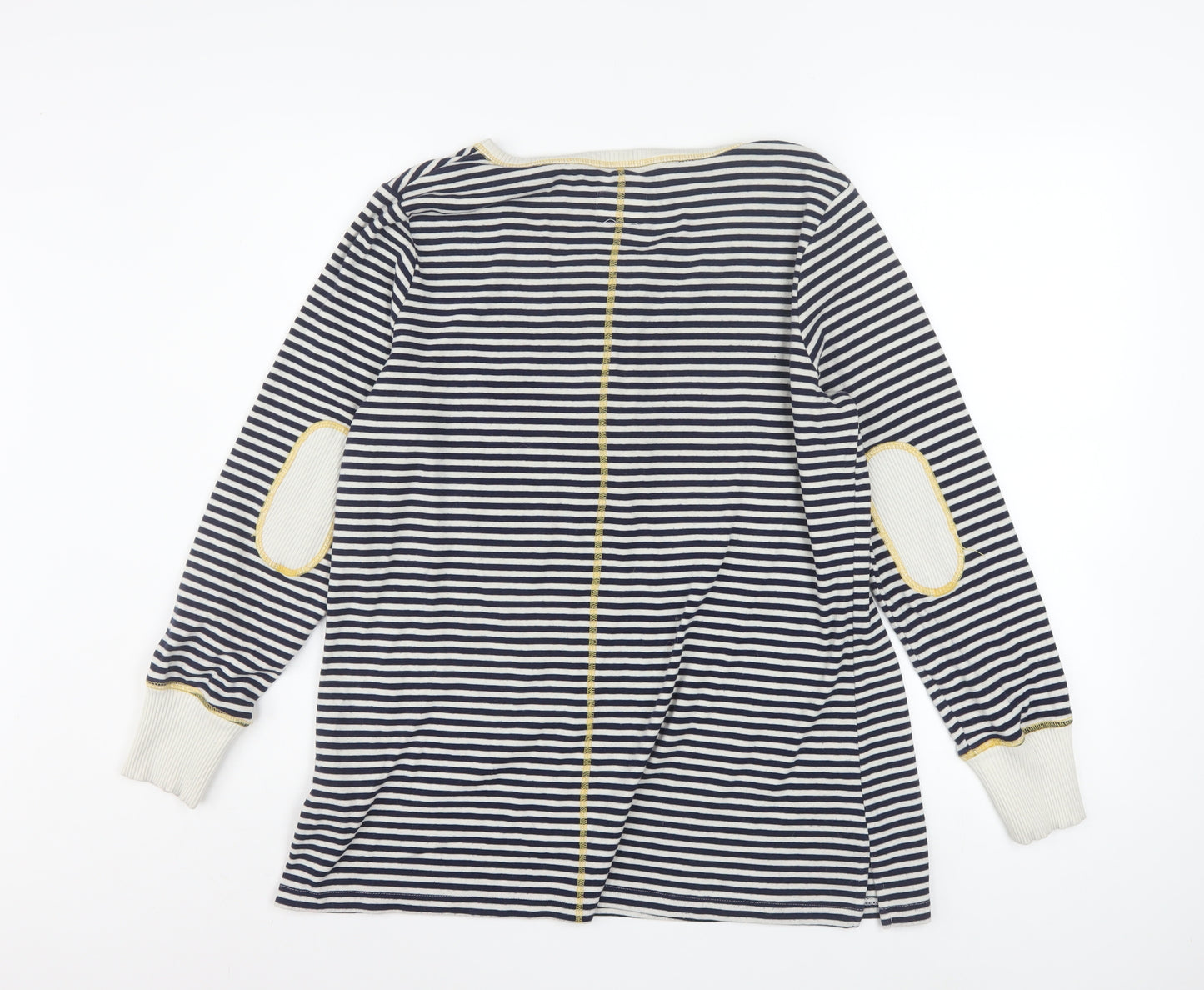 Next Women Navy Stripe Henley Long Sleeve Pullover Top Size 16