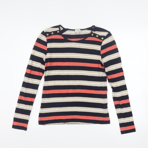 Viyella Women Multicoloured Striped Long Sleeve Boat Neck T-Shirt S