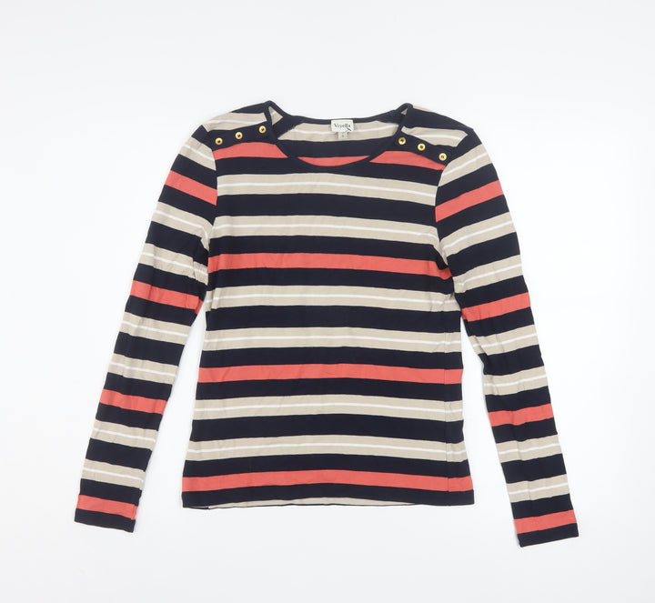 Viyella Women Multicoloured Striped Long Sleeve Boat Neck T-Shirt S
