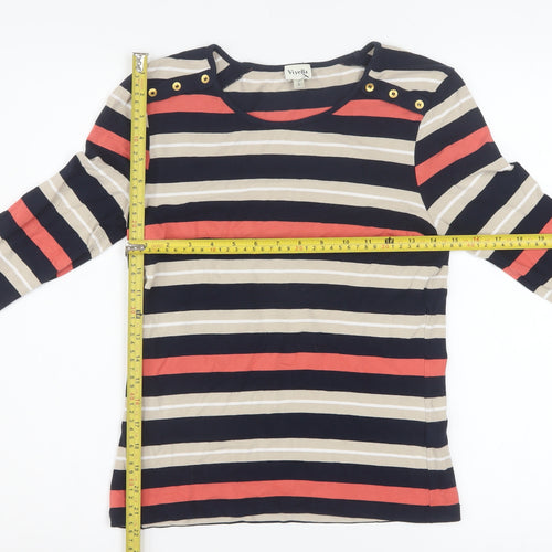Viyella Women Multicoloured Striped Long Sleeve Boat Neck T-Shirt S