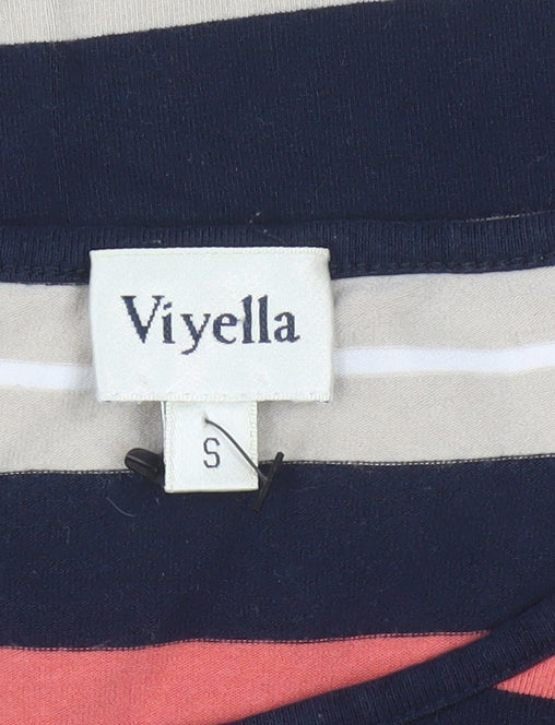 Viyella Women Multicoloured Striped Long Sleeve Boat Neck T-Shirt S