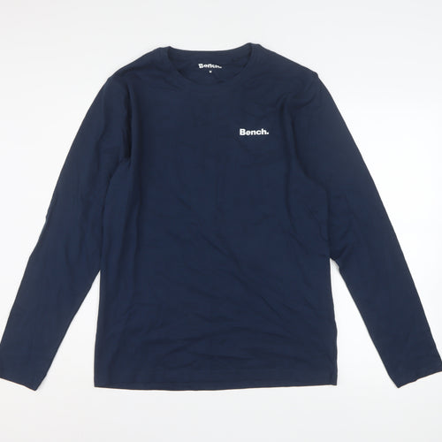 Bench Men's Blue Long Sleeve Cotton Crew Neck Top Size M