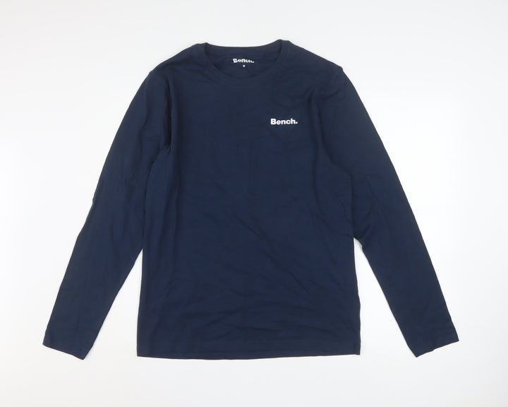 Bench Men's Blue Long Sleeve Cotton Crew Neck Top Size M
