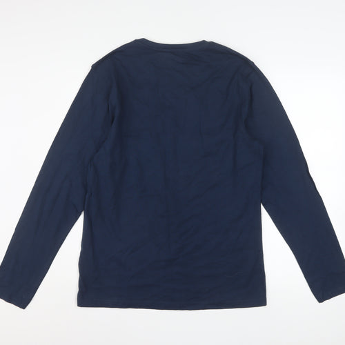 Bench Men's Blue Long Sleeve Cotton Crew Neck Top Size M
