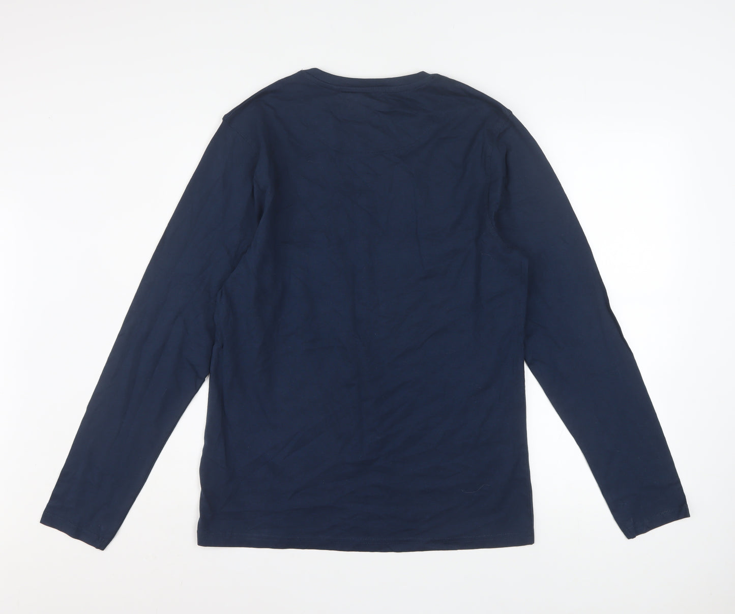 Bench Men's Blue Long Sleeve Cotton Crew Neck Top Size M