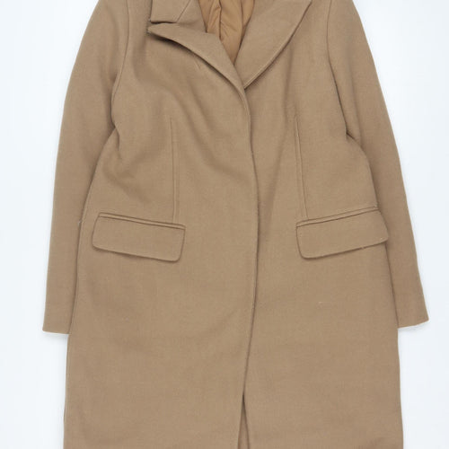 Marks and Spencer Women Beige Size 12 Long Overcoat Classic Style
