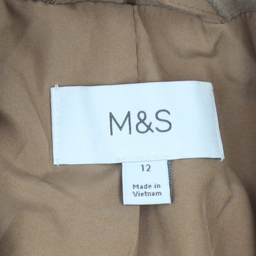 Marks and Spencer Women Beige Size 12 Long Overcoat Classic Style