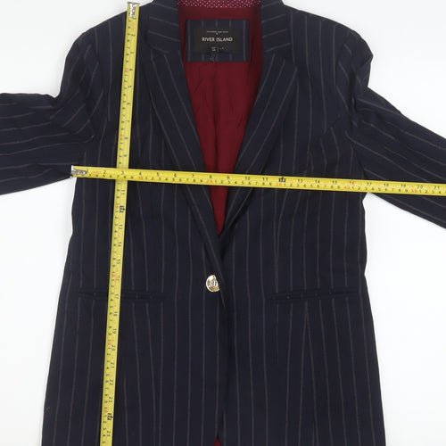 River Island Women's Blue Pinstripe Blazer Size 10 Business Style