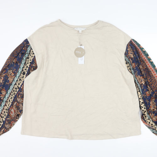Apricot Womens Beige Bohemian Balloon Sleeve Pullover Sweatshirt UK20
