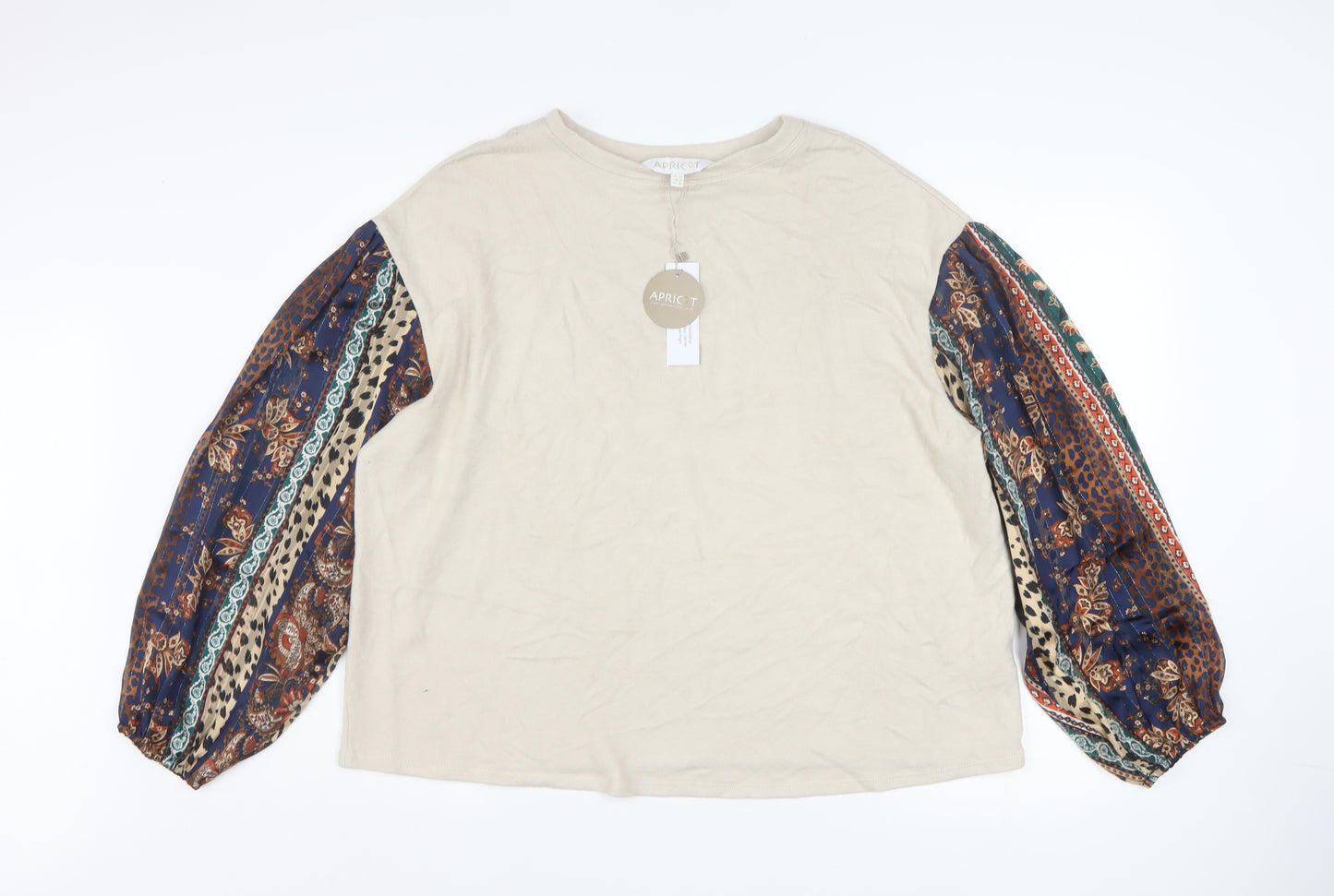 Apricot Womens Beige Bohemian Balloon Sleeve Pullover Sweatshirt UK20