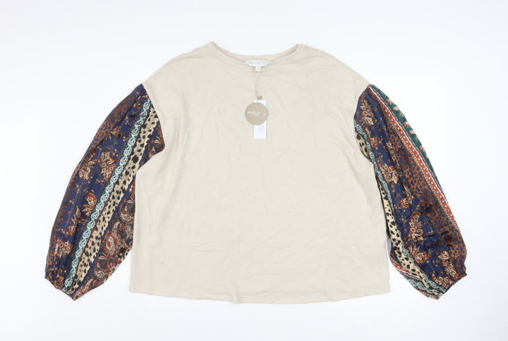 Apricot Womens Beige Bohemian Balloon Sleeve Pullover Sweatshirt UK20