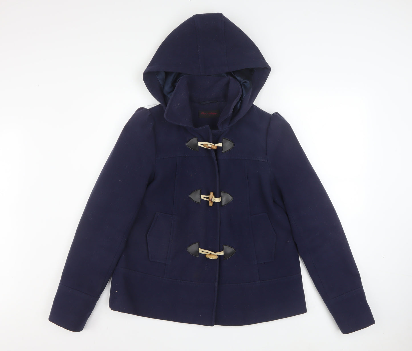 Miss Selfridge Women's Blue Hooded Duffle Coat Size 6