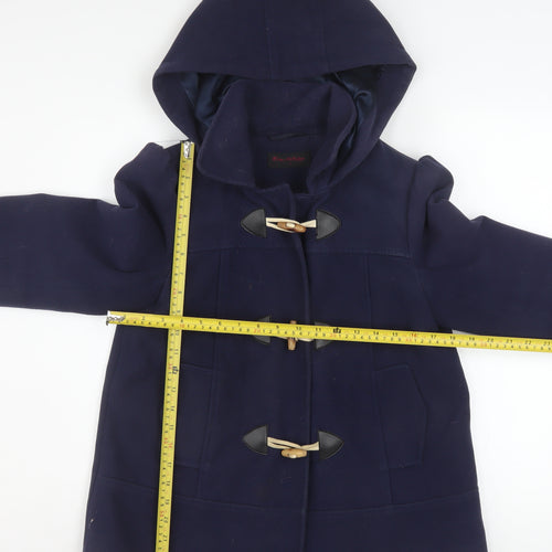 Miss Selfridge Women's Blue Hooded Duffle Coat Size 6