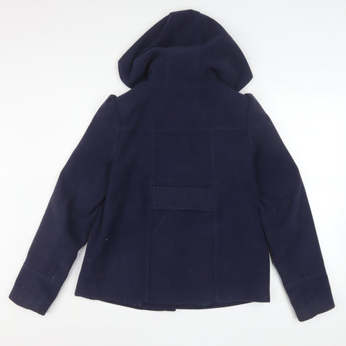 Miss Selfridge Women's Blue Hooded Duffle Coat Size 6