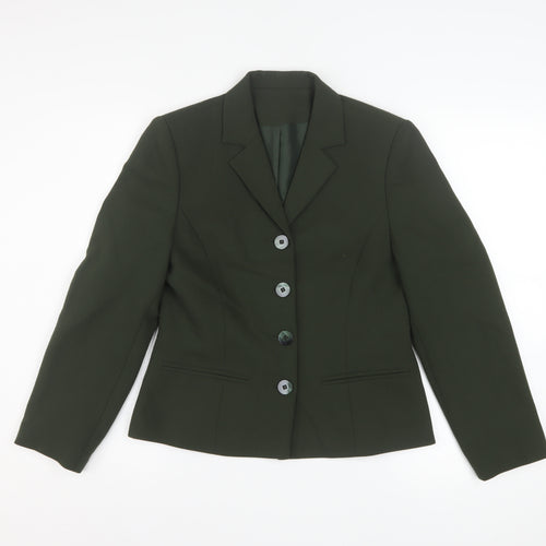 Richards Womens Green Petite Size 8 Classic Blazer Jacket