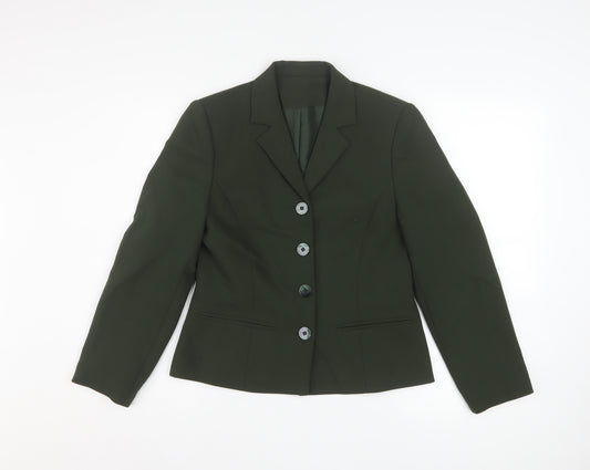Richards Womens Green Petite Size 8 Classic Blazer Jacket