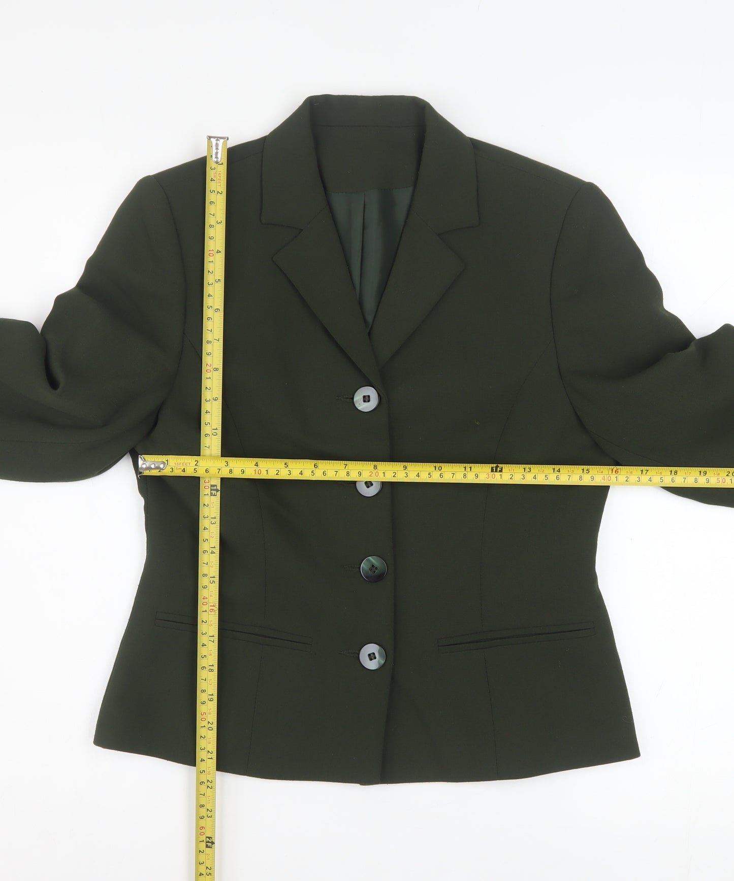 Richards Womens Green Petite Size 8 Classic Blazer Jacket