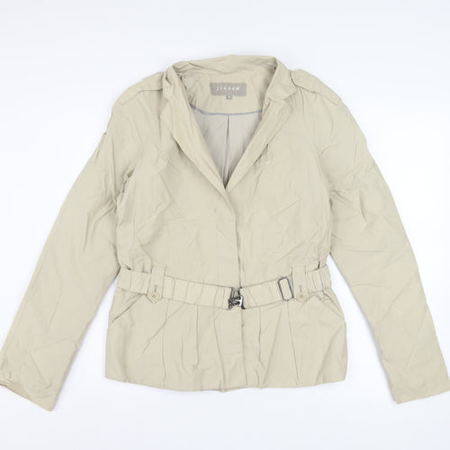 Jigsaw Women Beige Belted Short Trench Coat Jacket Size 10