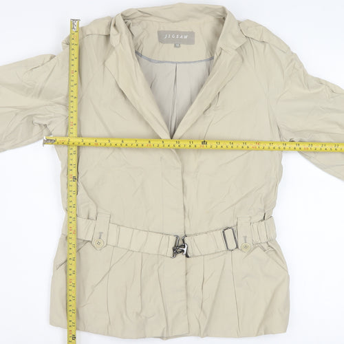 Jigsaw Women Beige Belted Short Trench Coat Jacket Size 10