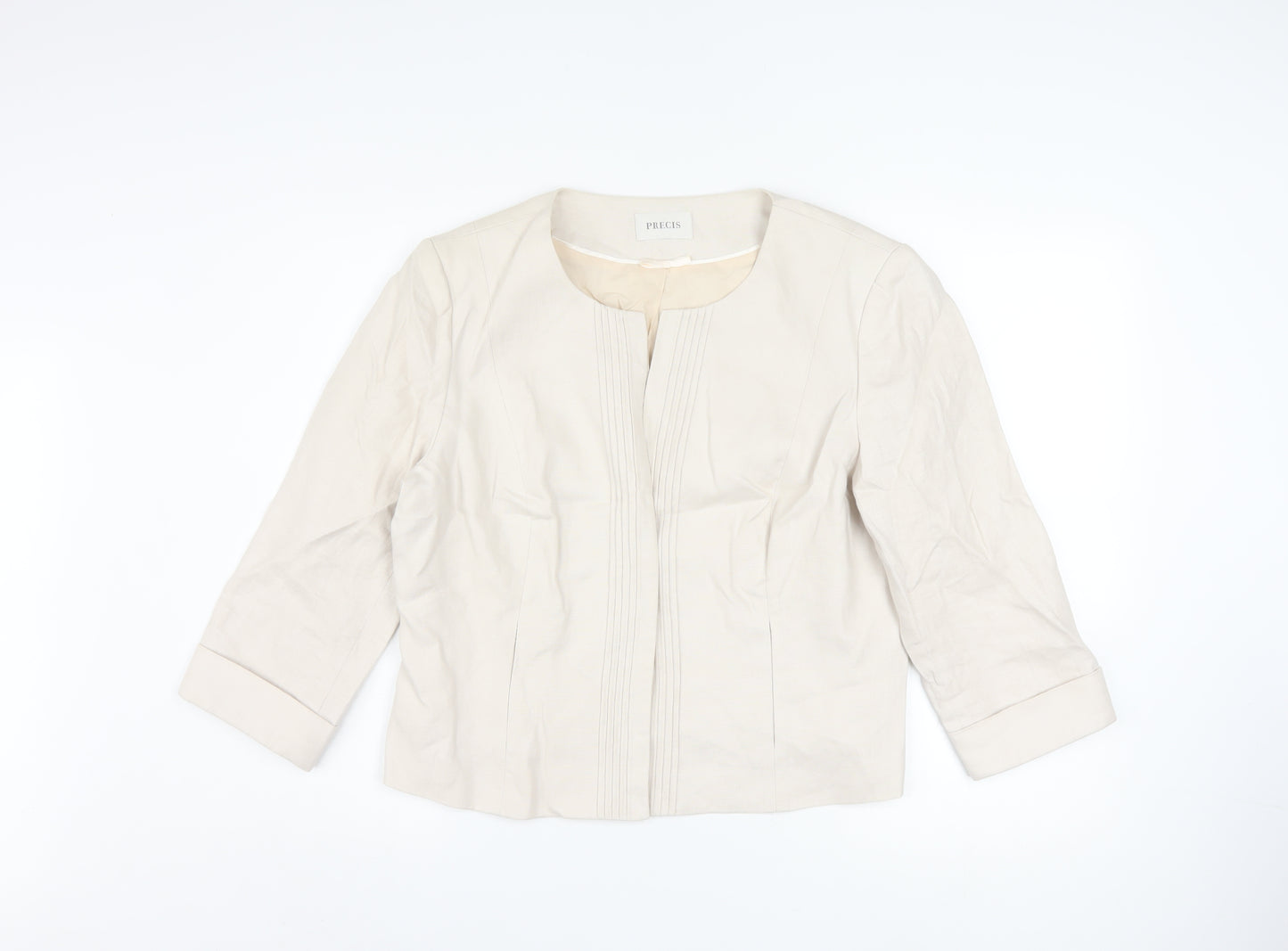 Precis Women Beige Linen Blazer Jacket Size 16 Formal Classic