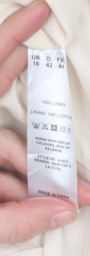 Precis Women Beige Linen Blazer Jacket Size 16 Formal Classic