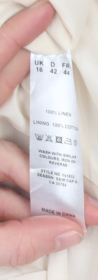 Precis Women Beige Linen Blazer Jacket Size 16 Formal Classic