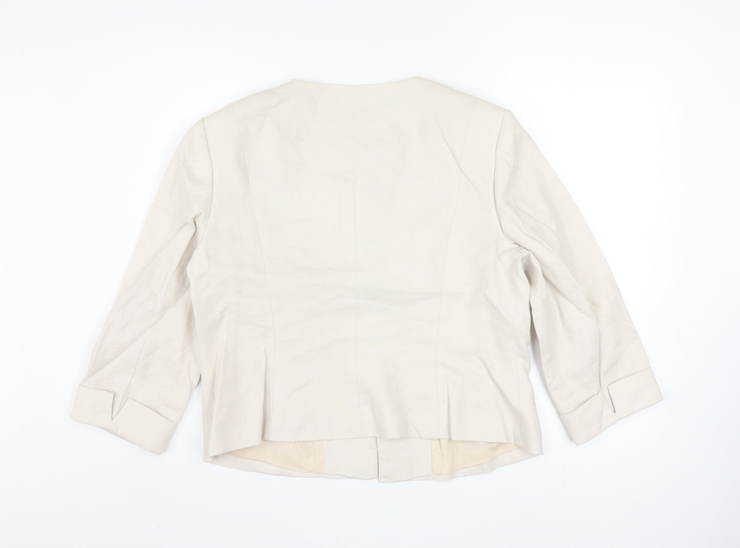 Precis Women Beige Linen Blazer Jacket Size 16 Formal Classic