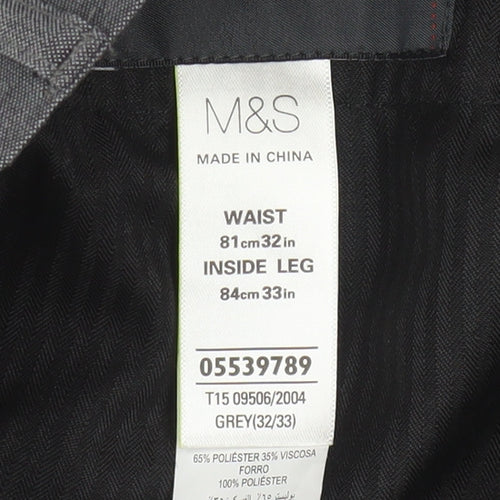 Marks and Spencer Men’s Grey Dress Pants 32R Regular Fit Trousers