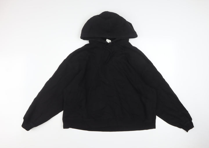 H&M Women's Black Pullover Hoodie Size L Cotton Casual Sweatshirt