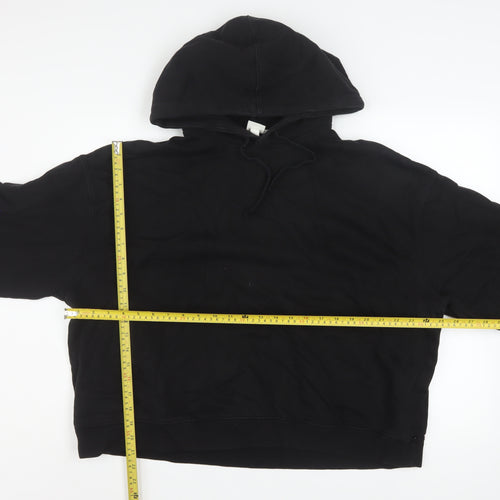 H&M Women's Black Pullover Hoodie Size L Cotton Casual Sweatshirt