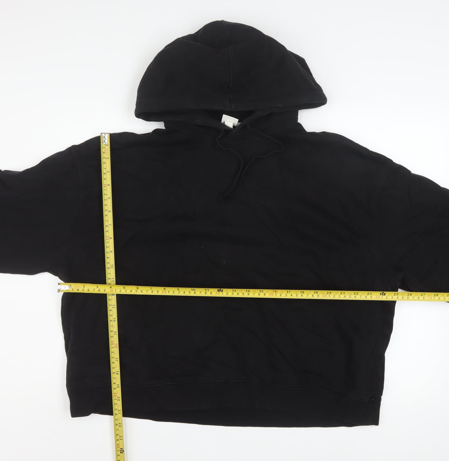 H&M Women's Black Pullover Hoodie Size L Cotton Casual Sweatshirt